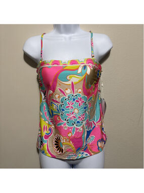 $128 Trina Turk Women's Venus Banded Swimsuit Tankini Top Multicolor 4 ejl3025c